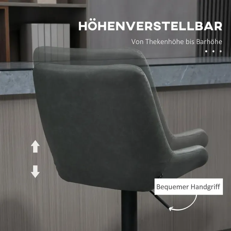 Barstolar Köksstolar Set om 2 Mörkgrå av Konstläder