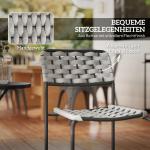 Trädgårdsmöbler Balkongmöbelset för 2 Personer Grå av Polyrattan ve Metall för Trädgård ve Terrass Set med 2 Stapelbara Stolar