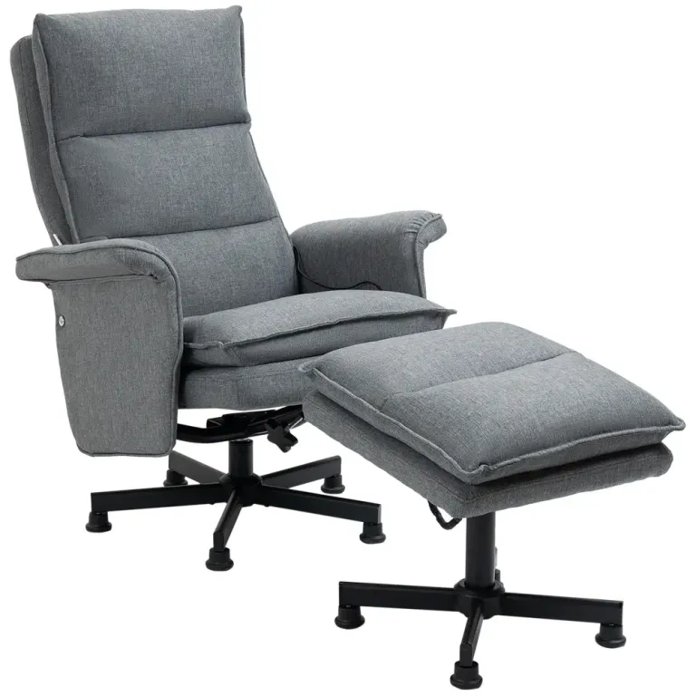 Massagekontorsstol med Fotpall 8 Vibrationshuvuden
