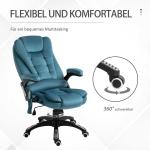Gamingstol med Massage och Värme, Ergonomisk Kontorsstol i Blått Konstläder, Bekväm Spelstol med Hög Rygg, Blå, 68 x 72 x 110-120 cm, 120 kg