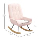 Gungstol Relaxstol Rosa av Sherpa Fleece och Trä för Avkoppling Stoppad Bekväm Gungstol upp till 150 kg 63 x 95 x 97 cm