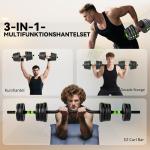 Hantelset 30 kg Justerbart Grön Plast och Cement för Hemmagym Komplett Viktsats för Styrketräning med Stång och Lås Ergonomiskt Grepp Effektiv