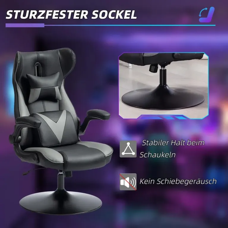 Gamingstol Kontorsstol Svart Grå av Konstläder och Metall