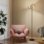 Golvlampa RGB Dimbar Svart Metall för Stämningsljus Roterbar med Fjärrkontroll Flerfärgad Belysning Modern