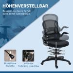 Ritstol med Justerbar Höjd och Fotstöd för Kontor och Ateljé Ergonomisk och Hållbar Svart Tyg och Plast 59 x 65 x 122 cm