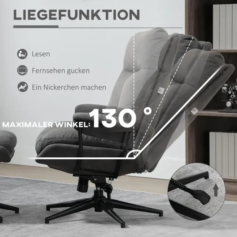 Snurrbar TV-Fåtölj med Pall Relaxstol med Liggfunktion
