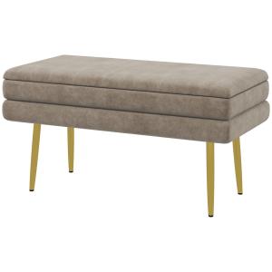 Stoppad Förvaringsbänk, Stål, Beige, 79,5 x 37,5 x 43 cm
