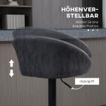 Barstolar i Konstläder 2-Pack, Snurrbara Köksstolar med Armstöd, Justerbar Höjd och Fotstöd, Grå, 57 x 50 x 84-104 cm