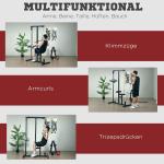 Multifunktionellt Hemgym med Kabelmaskin, Träningsstation för Hela Kroppen, Robust Stålkonstruktion med Justerbar Sits, Svart, 107 x 120 x 190 cm