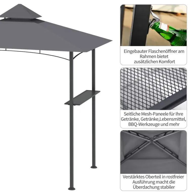 Grillpaviljong med Brandhämmande Tak 245 x 148 x 252 cm