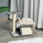 Litet Klösträd med Lektunnel, Kompakt Klösmöbel med Boll och Liggyta, Perfekt för Kattungar och Små Katter, Ljusgrå, 43 cm, 10 kg