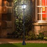 Solcellsdriven Trädgårdslykta på Stolpe Klassisk Gatulykta LED-Belysning och Sensor Svart 15 X 15 X 120 Cm