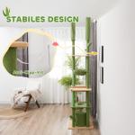 Klösträd Takhög Grön av Sisal och Plysch för Katter Skrapstolpe med Grotta och Korg Spetsskydd 225-255 cm