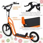Barnskoter från 5 År Sparkscooter Stadsskoter Pneumatiska Däck 16 Tum Fram 12 Tum Bak Orange 135 X 58 X 88-94 Cm