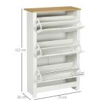 Skoskåp Skoställ Vit Natur av Trä för Hall och Entré Skotippare med 3 Klaffar för 18 Par Skor Platsbesparande 72 x 26 x 112 cm