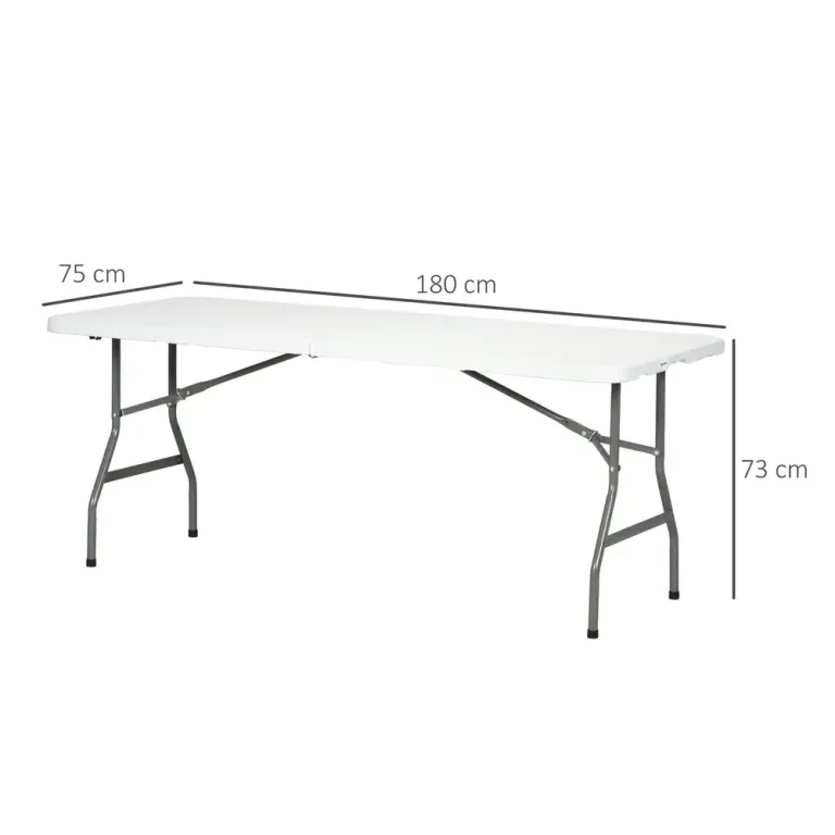 Campingbord Fällbart Bord Vit av Hdpe 180 x 75 x 73 cm