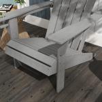 Adirondackstol med Mugghållare, Bekväm Trädgårdsstol i Plast, Klassisk Design för Balkong och Terrass, Grå, 75 x 87 x 90 cm