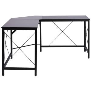 L-Format Hörnskrivbord Rymligt Datorbord MDF och Metall Modern Arbetsstation för Kontor och Gaming Svart 150 X 150 X 76 Cm