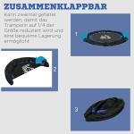 Hopfällbar Ministudsmatta, Justerbart Handtag, upp till 100 kg, Svart/Blå, Ø102 x 123 cm
