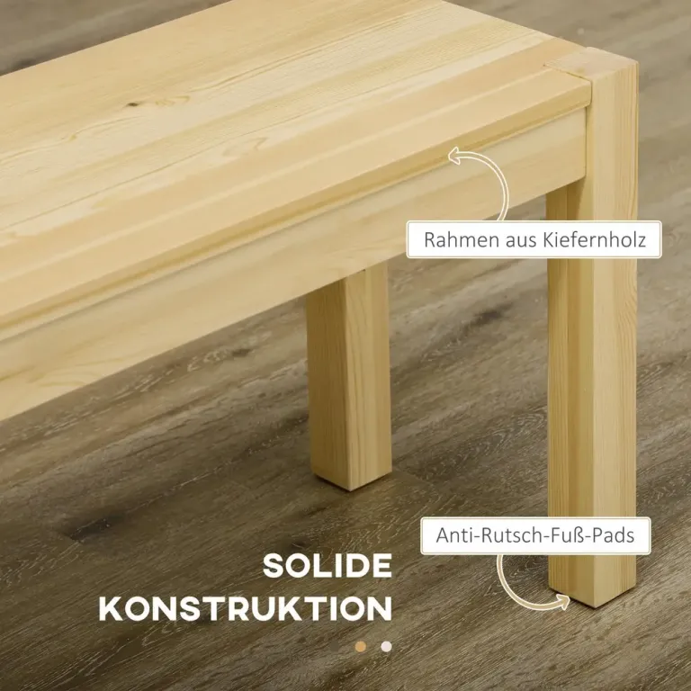 Matsalsbänk i Massiv Furu 3 Personer Natur 150 x 33 x 45 cm