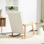 Gungstol med Sammetsklädsel och Ergonomiskt Ryggstöd, upp till 120 kg, Krämvit, 65 x 90 x 98 cm