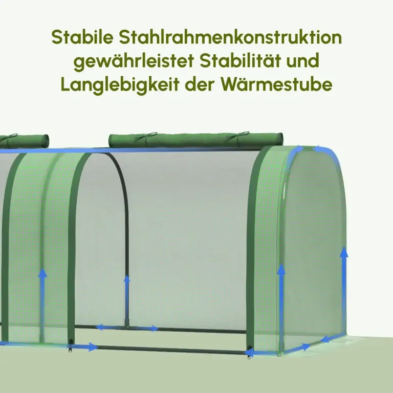 Polytunnelväxthus 3 Rulldörrar 2,95 x 1 x 0,8 m