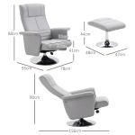 Elektrisk Massagestol med Pall, Bekväm TV-Fåtölj med Liggfunktion och Fjärrkontroll, Ergonomisk Relaxstol, Ljusgrå