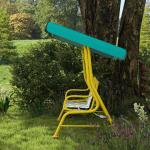 Hammock Barn 2-sits Grön Metall och Tyg för Trädgård Gunga med Tak och Säkerhetsbälte Robust 112x75x120 cm