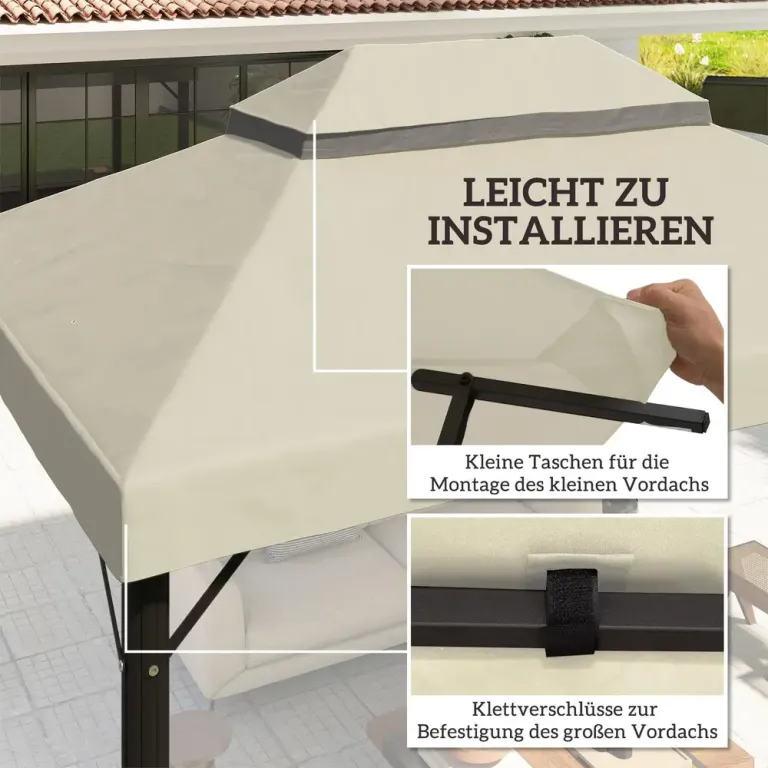 Ersättningstak för Paviljong Dubbeltak Gräddvit 3 x 4 m