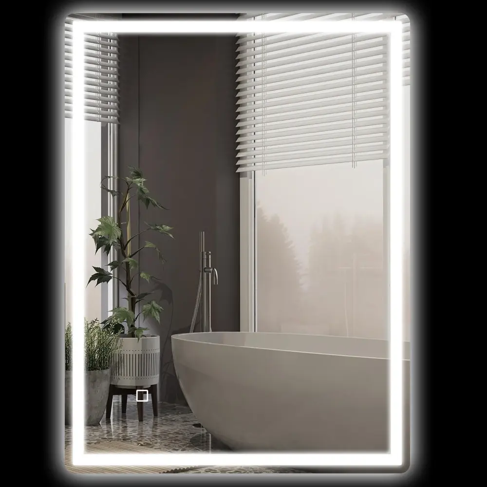 Badrumsspegel Ljusspegel Silver av Glas 80 x 60 Cm