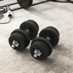 Hantelset 25 kg med Viktskivor, Stål och Konstläder, Svart