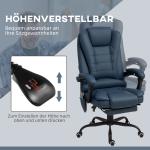 Massagestol med 7 Vibrationspunkter, Justerbart Fot- och Ryggstöd, upp till 120 kg, Läderlook, Blå
