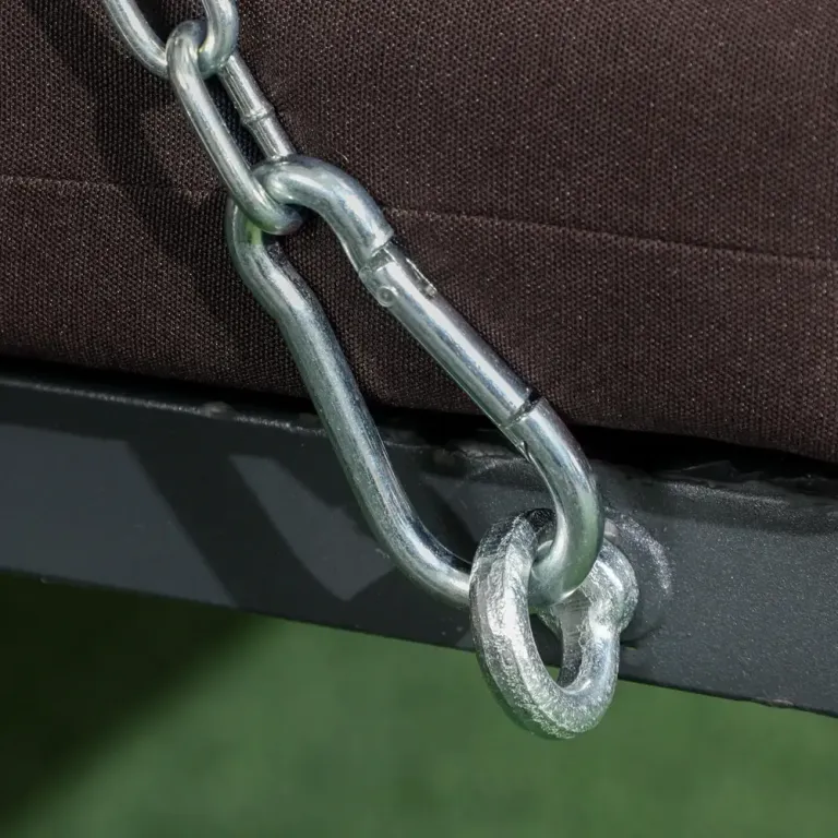 Hammock för Trädgård 3-Sits med Soltak, Brun och Svart