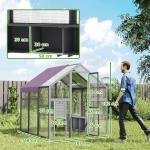 Hönshus Hönsgård Utomhusinhägnad Grå av Granträ för 6-8 Kycklingar Vattentätt Fjäderfähus med UV-Tak 1,7 x 1,8 x 1,8 m