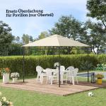 Reservtak till Paviljong med 8 Dräneringshål och Vattenavvisande Yta för Trädgård Hållbar och Lättmonterad Krämfärgad Polyester 3 x 3 m