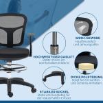 Kontorsstol Datorstol Svart av Mesh och Metall för Kontor och Hemmakontor Ergonomisk med Armstöd och Fotstöd Justerbar Höjd 95-115 cm