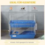 Smådjursbur Gnagarbur 2 Plan med Tillbehör Plast och Metall för Marsvin och Kaniner Blågrå 72 X 44 X 67 Cm