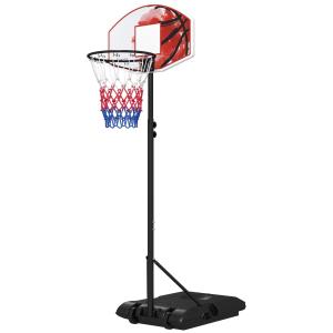Basketkorg Basketstativ Flerfärgad av Stål och Plast för Utomhusbruk Höjdjusterbart Stativ med Hjul 179-209 cm