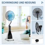 Golvfläkt Dimfläkt Svart av Metall och Plast för Kylning 90W Piedestalfläkt med Vattendimma och Fjärrkontroll 3 l