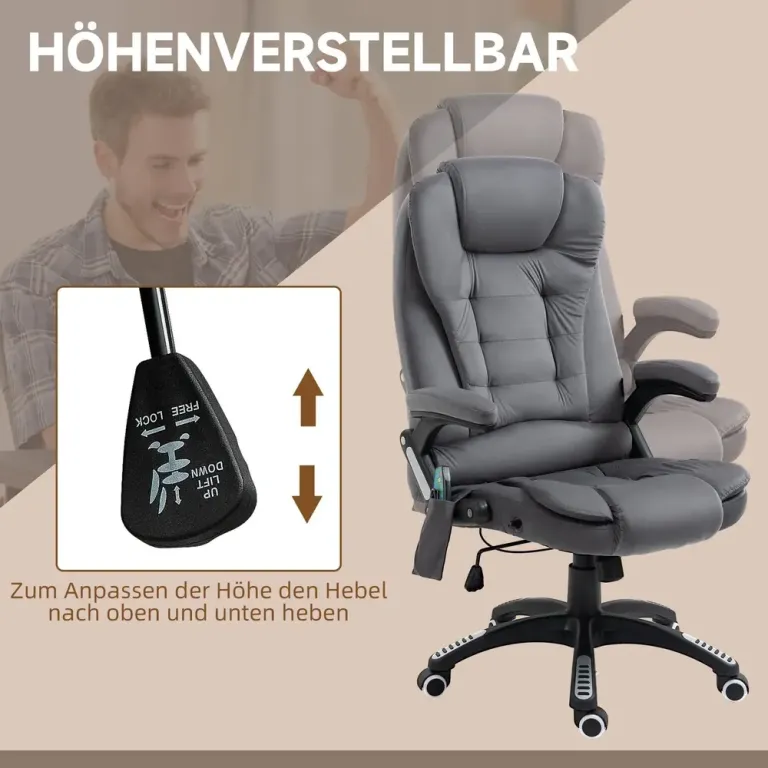 Kontorsstol Massagestol Mörkgrå av Linnelook och Metall