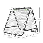 Rebounder Fotbollsmål Svart av Stål och Nät för Fotbollsträning Dubbelsidig Kickback Rebound Vägg 100 x 95 x 90 cm