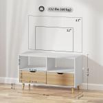 TV-Bänk TV-Skåp Lowboard med Låda Vit av Trä för Vardagsrum TV-Bord med 2 Hyllplan Längd 99 cm