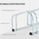 Cykelställ Flexibelt för 5 Cyklar Utbyggbart Golv- eller Väggmonterat Passar Däck Upp till 55 Mm Galvaniserat Stål Silver 130 X 33 X 27 Cm