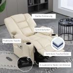 Elektrisk Relaxstol Fåtölj Kräm av Konstläder och Metall för Vardagsrum Massagestol med Ståhjälp och USB Fjärrkontroll