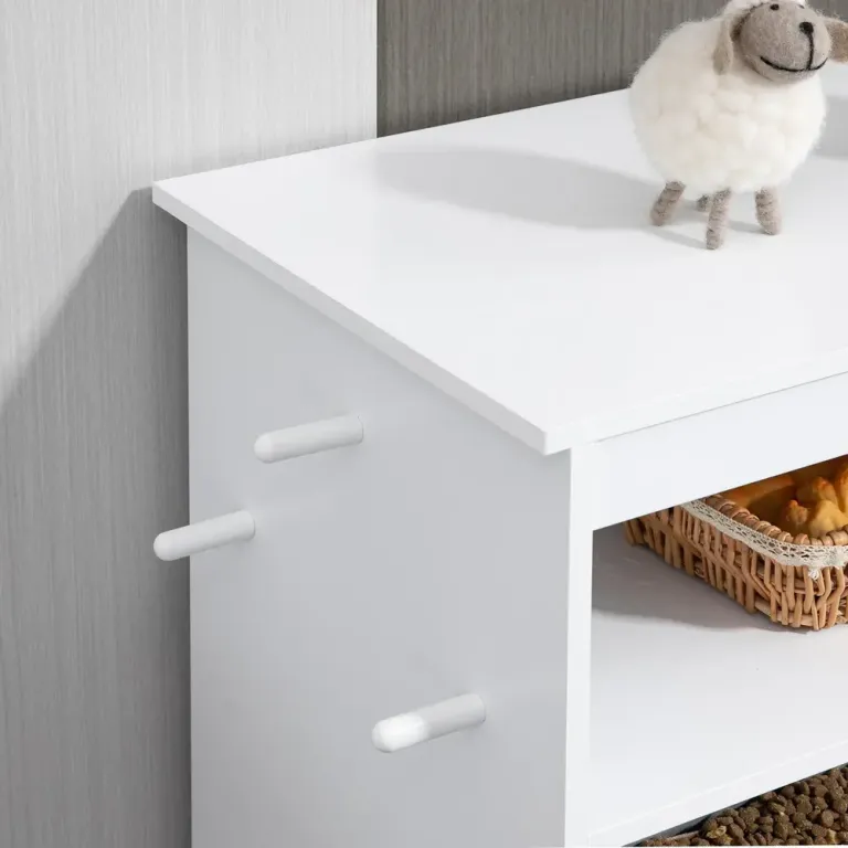 Foderskåp Matbar för Husdjur Vit 61 x 35,5 x 82 cm
