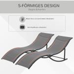 Trädgårdsstolar i Aluminium 2-Pack, Justerbara Solstolar i Mörkgrå Textilene, Ergonomisk Design för Uteplatsen, Mörkgrå, 165 x 61 x 63 cm