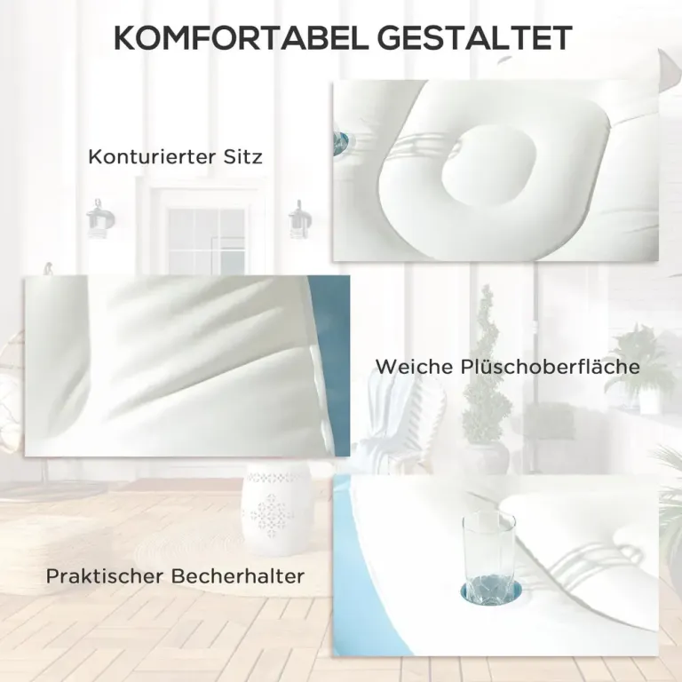Uppblåsbar Soffa Luftsoffa Vit och Hem 125 x 100 x 87 cm