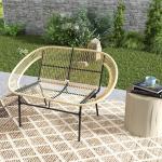 Trädgårdsbänk Parkbänk 2-Sits Khaki av Polyrotting för Balkong och Terrass Väderbeständig Bänk med Ryggstöd 126 x 72 x 83 cm