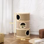 Klöstunna Stor Khaki och Brun Sisal för Stora Katter 3 Våningar Kattgrotta med Klöspelare Robust 45x45x79 cm