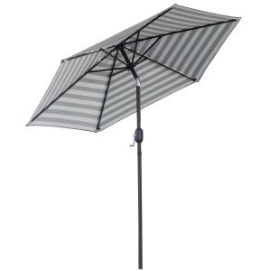 Runt Trädgårdsparasoll med Ränder, Klassiskt Solskydd med Stålram och Tiltfunktion, Perfekt för Uteplats och Balkong, Grön/Vit, 230 x 216 cm